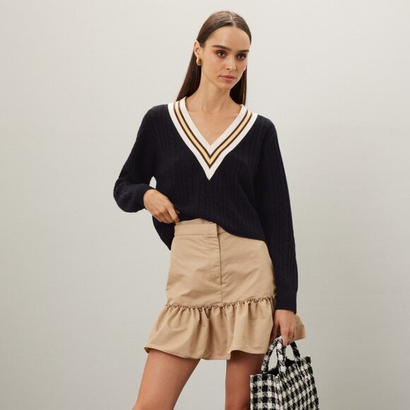 Navy V-Neck Sweater - Picture 1 of 5
